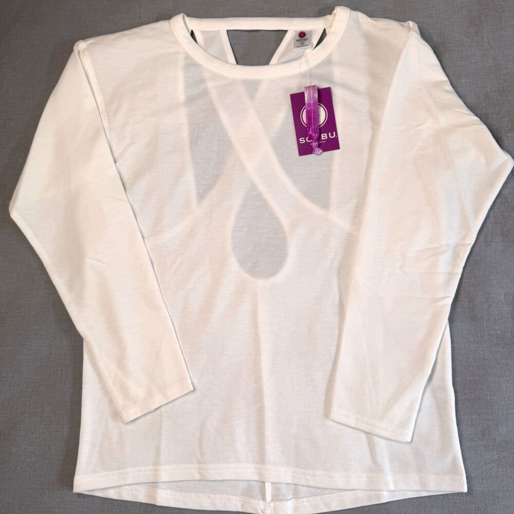 NWT Soybu Unity Pullover, Small, White Crossback Strappy Open Back Long Sleeves‎